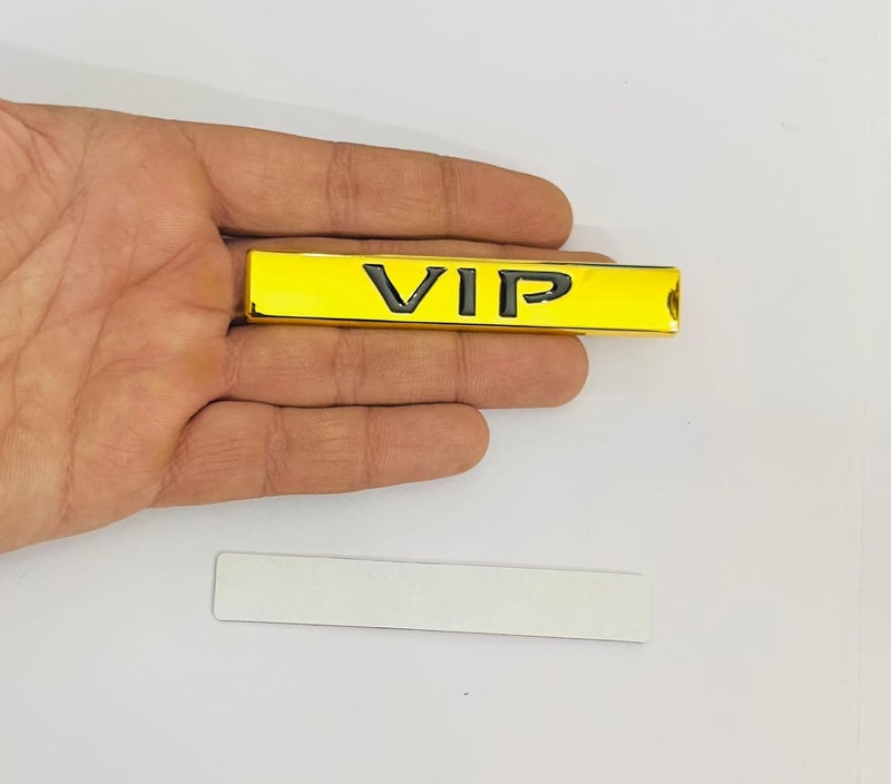 AUTO MT Car Bike Laptop Metal Logo Car Emblem & Grill Met.al Lo.go for Carr 3D Badge Auto Racing Universal Sport Sticker Grand Tourer Decal. (Golden, VIP Metal Sticker) - Image 1