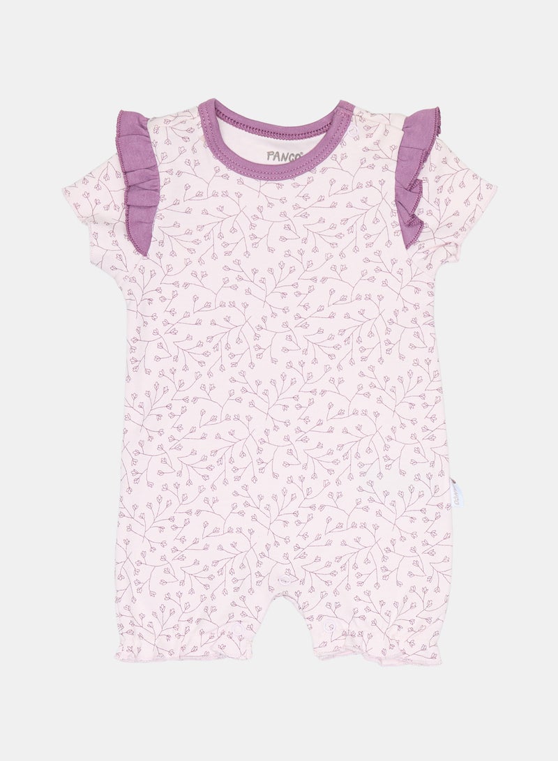 Panco Baby Girls FLOWERS Short Sleeve Jumpsuit with Shorts - Image 1