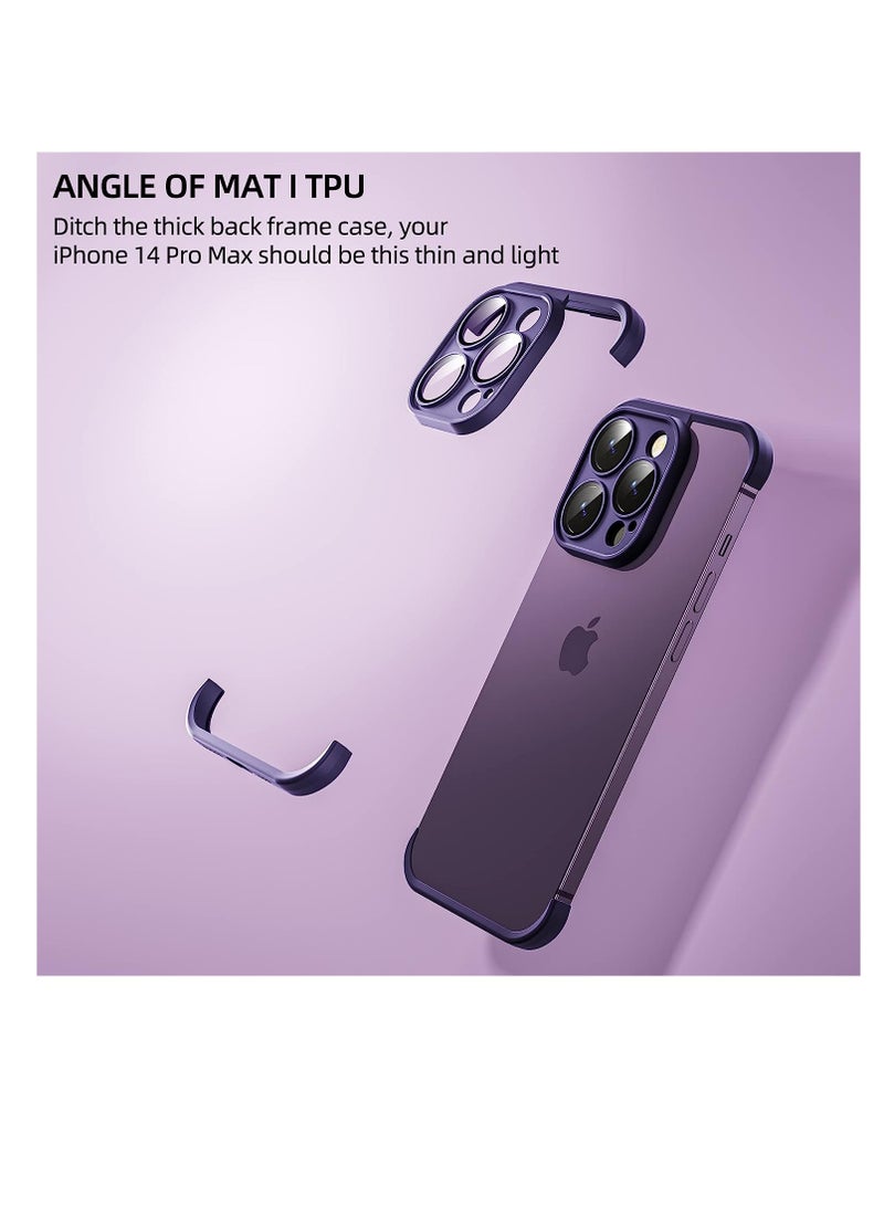 KASTWAVE Back Camera Lens Protector Silicone Case, Ultra-Thin Lightweight Bumper, Frameless Slim Cover, 10ft Military Drop Protection, for iPhone 14 Pro Max, Purple, 2 Pcs  - Image 2