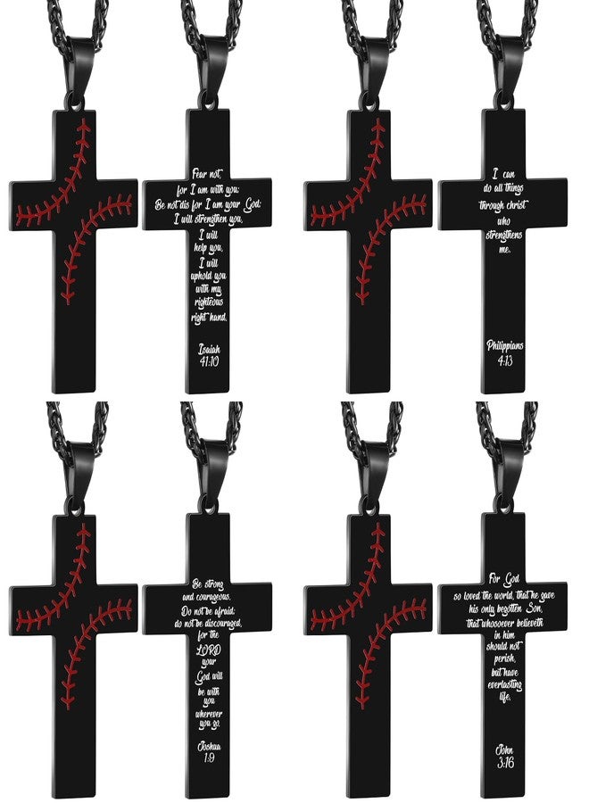 Siifert 12 Pcs Baseball Party Favors Baseball Cross Necklace for Men Cross Necklace for Men Bible Verse I Can Do All Things Stainless Steel Sport Pendant Team Gift - Image 2