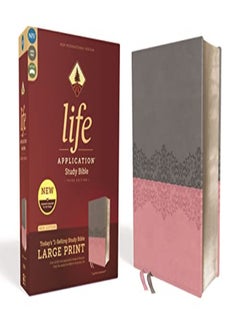 Niv Life Application Study Bible Third Edition Large Print Leathersoft Gray/Pink Red Letter by Zondervan Paperback