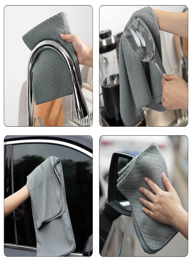 POLYTE Professional Waffle Microfiber Wine Glass Fine Polishing Cloth (18x28, 2 Pack, Gray) - Image 4