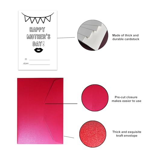Hilgue Fill in Blank Happy Mother’s Day Card from Son Daughter, Mother's Day Craft for Kids, Fill in The Blank Card for Mom with Envelope - Image 4