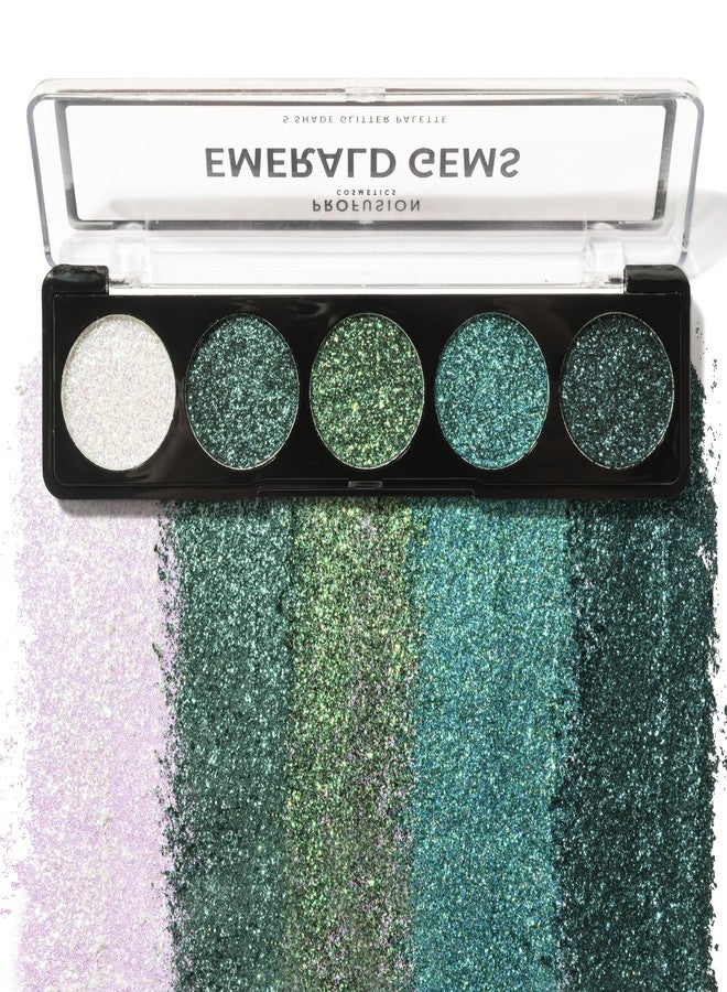 Profusion Cosmetics Emerald Gems 5 Shade Glitter Eyeshadow Palette for Attractive Eye Look - 4.5g - Image 4