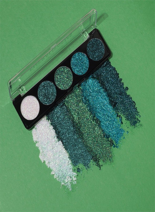 Profusion Cosmetics Emerald Gems 5 Shade Glitter Eyeshadow Palette for Attractive Eye Look - 4.5g - Image 5