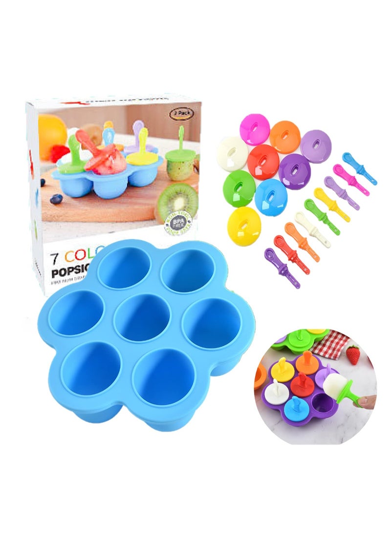 Silicone Popsicle Molds Mini 7-Cavity DIY Ice Pop Mold With Colorful Sticks and Drip-guards Baby Food Storage Container Reusable Non-Stick Food Grade Popsicle Makers - pzsku/ZCDD10D51E0747AF98E7FZ/45/_/1698453671/a61eec1e-bd55-453b-bfa2-426a068a8df3