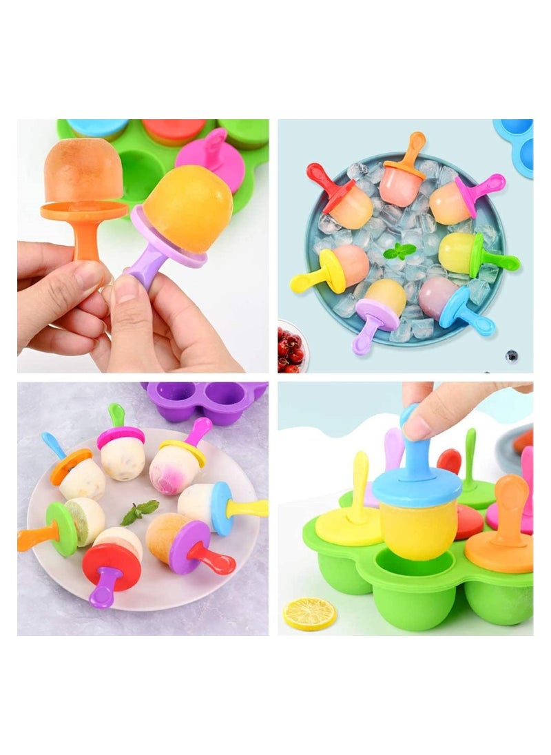 Silicone Popsicle Molds Mini 7-Cavity DIY Ice Pop Mold With Colorful Sticks and Drip-guards Baby Food Storage Container Reusable Non-Stick Food Grade Popsicle Makers - pzsku/ZCDD10D51E0747AF98E7FZ/45/_/1698453838/9e4df5cc-842c-4b1a-8892-402dd55f1732