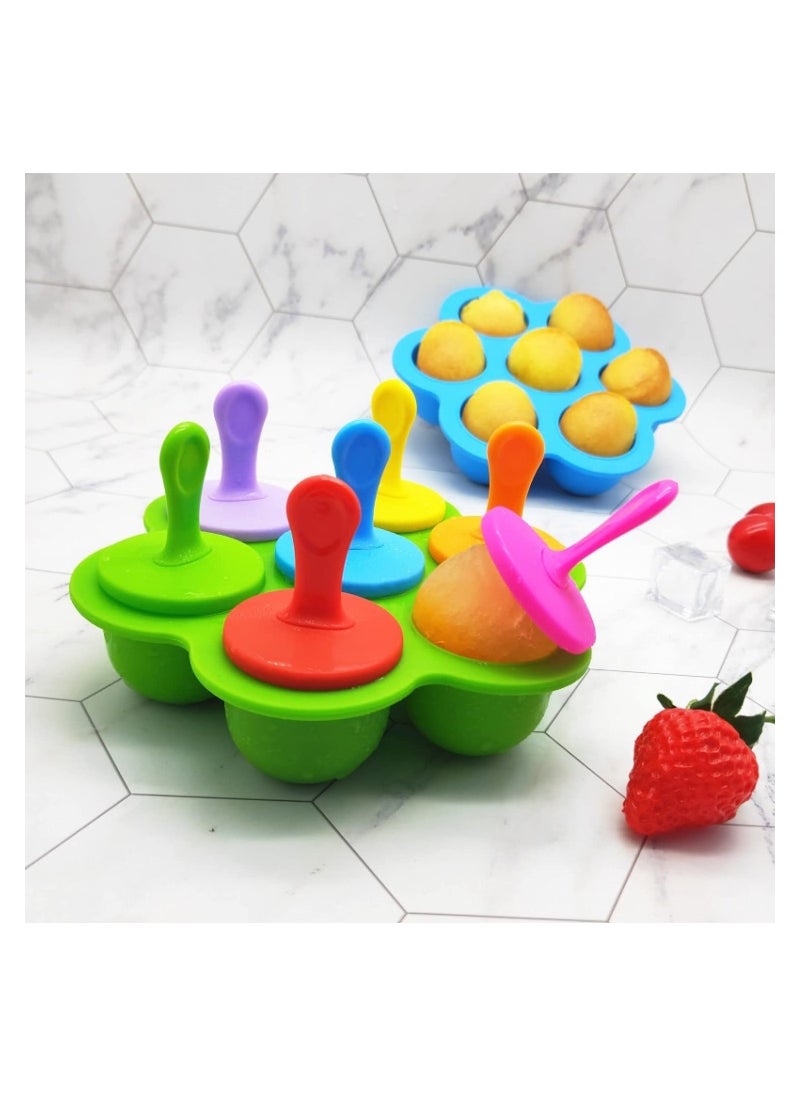 Silicone Popsicle Molds Mini 7-Cavity DIY Ice Pop Mold With Colorful Sticks and Drip-guards Baby Food Storage Container Reusable Non-Stick Food Grade Popsicle Makers - pzsku/ZCDD10D51E0747AF98E7FZ/45/_/1698453848/f5aeddce-7b58-41c6-bdd4-286ce7fc9070