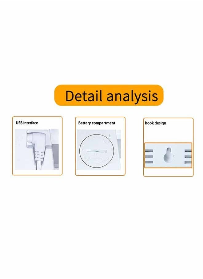 3D Wall Led Alarm Digital Clock White Number Time Clock with Automatic Brightness Adjustable, 12/24 Hr Time/Date Temperature Display, Electric Nightlight Alarm Clock for Modern Home Decoration