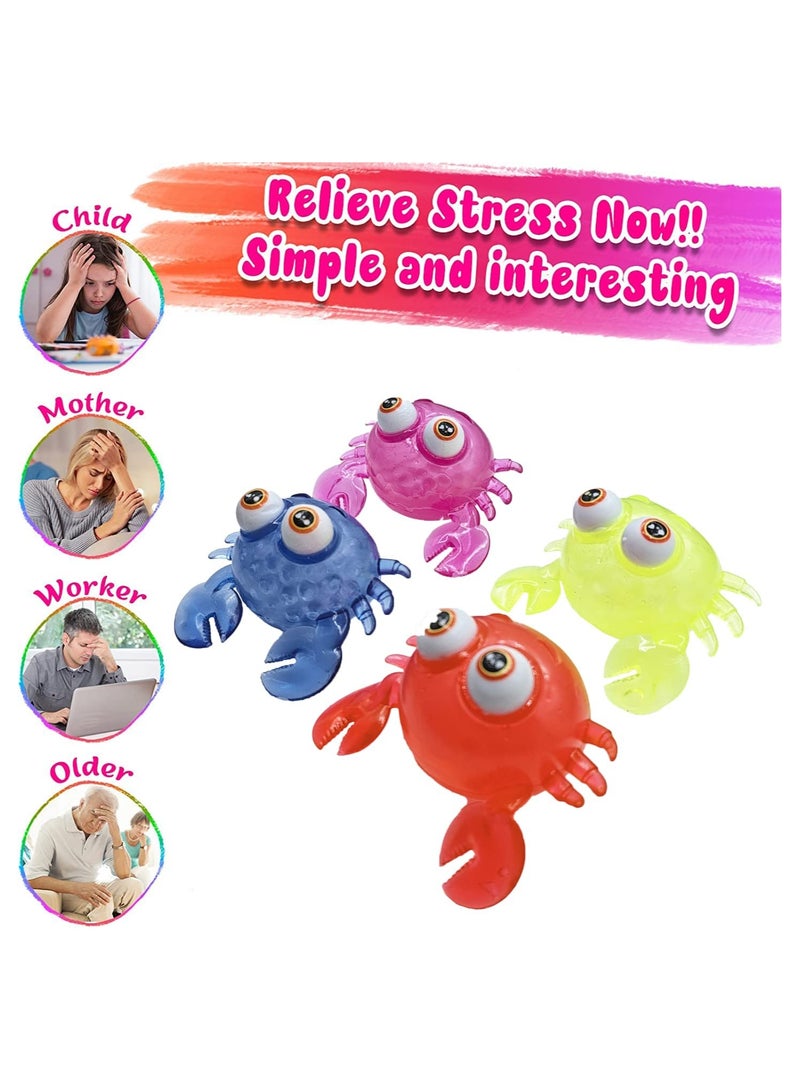 KASTWAVE SYOSI Crab Stress Relief Balls, Gel Water Beads Anxiety Relief Squeezing Balls, Funny Toy Filled with Water Beads, for Kids and Adults, Four Colors, Set of 4 - Image 2