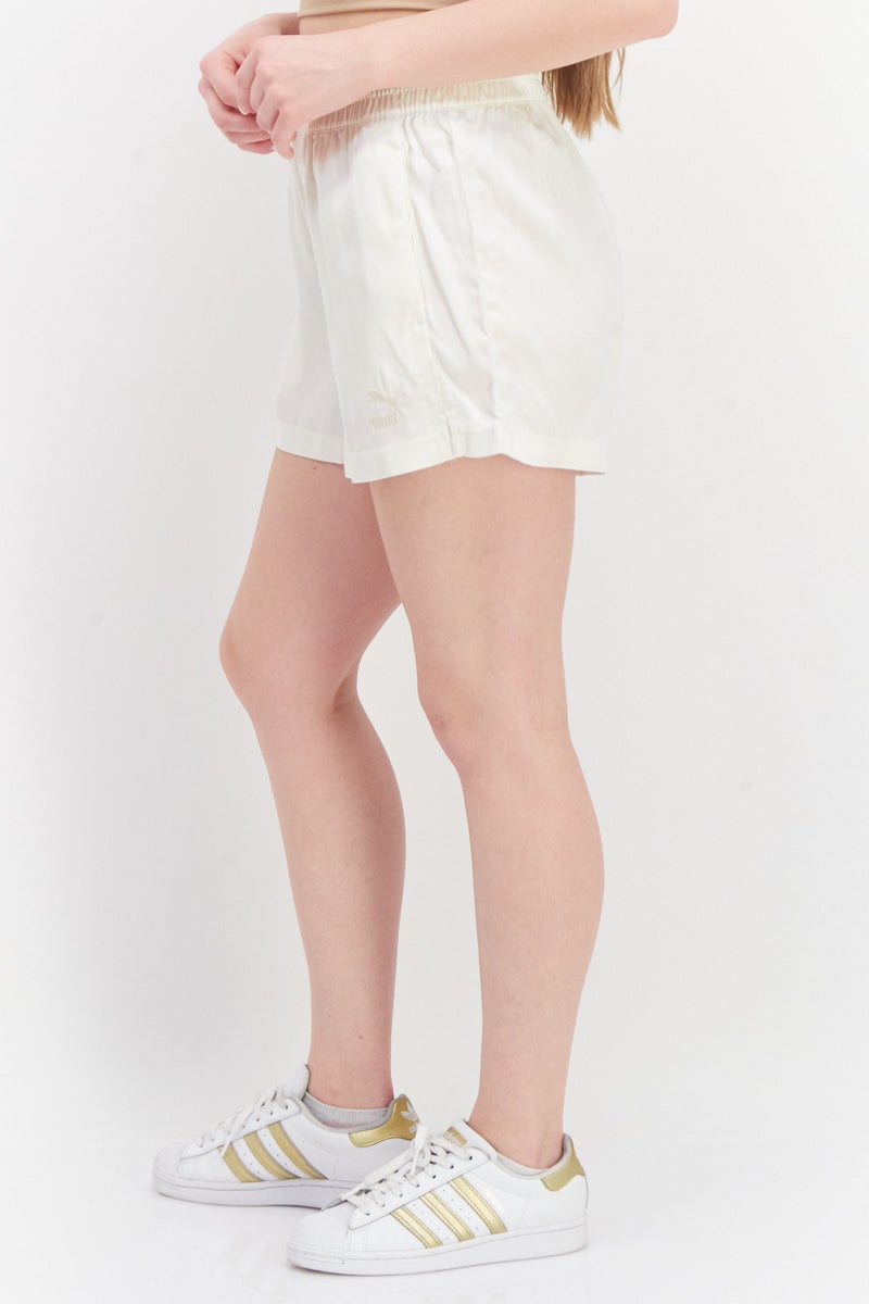 PUMA Women Sportswear Fit Embroidered Logo Pull-On Shorts, Off White  - Image 3