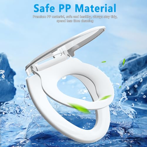 Aünsffer Family Toilet Seat Elongated, Built-in Toddler Potty Training Seat, Baby Toilet lid 2 in 1 Soft Close Quiet with Magnet, Easy Clean PP Material Safe and No Loosen (White Elongated 18.5 Inch) - Image 3