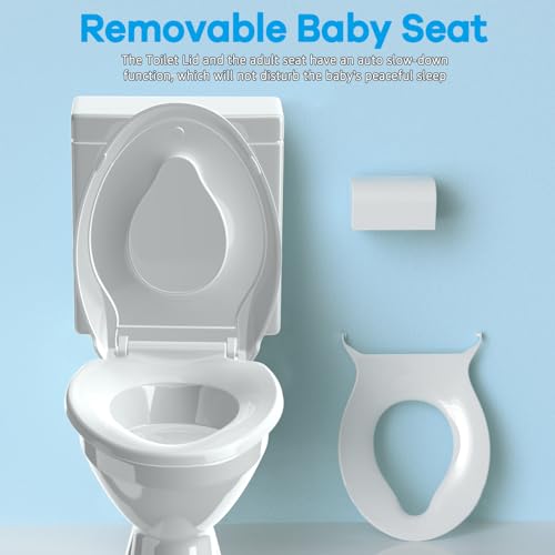 Aünsffer Family Toilet Seat Elongated, Built-in Toddler Potty Training Seat, Baby Toilet lid 2 in 1 Soft Close Quiet with Magnet, Easy Clean PP Material Safe and No Loosen (White Elongated 18.5 Inch) - Image 4