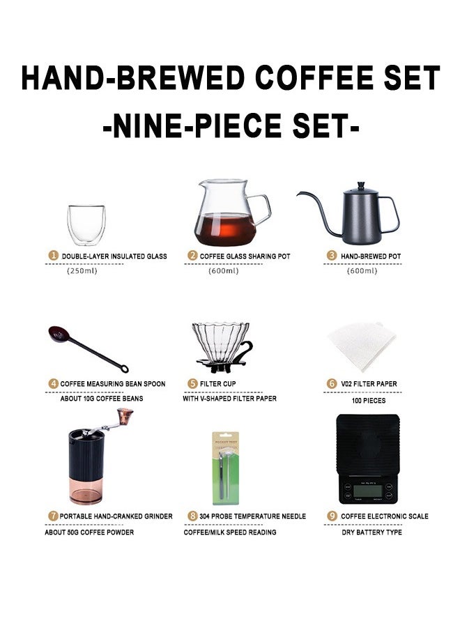 Generic - Travel hand-brewed coffee pot set, hand-ground coffee pot, full set of appliances, filter cup, hand-brewed pot combination storage gift box - Image 1