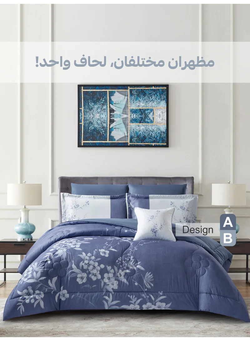 دوناتيلا طقم مفرش سرير كامل 7 قطع مقاس مزدوج 240×260 سم , مايكروفايبر ناعم , تطريز مشجر انيق يناسب سرير 200×200سم