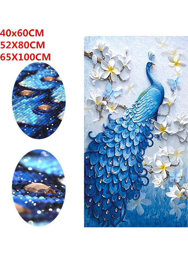 NIBEMINENT 5D Peacock Diamond Embroidery Full Rhinestone Cross Stitch Painting Home Hotel Decoration Gift (Blue without Frame) multicolor 52*52*52cm - Image 1