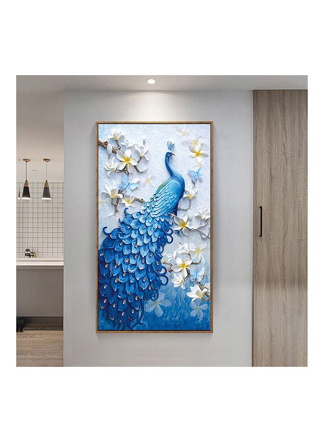 NIBEMINENT 5D Peacock Diamond Embroidery Full Rhinestone Cross Stitch Painting Home Hotel Decoration Gift (Blue without Frame) multicolor 52*52*52cm - Image 5