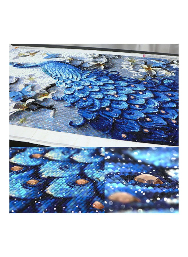 NIBEMINENT 5D Peacock Diamond Embroidery Full Rhinestone Cross Stitch Painting Home Hotel Decoration Gift (Blue without Frame) multicolor 52*52*52cm - Image 4