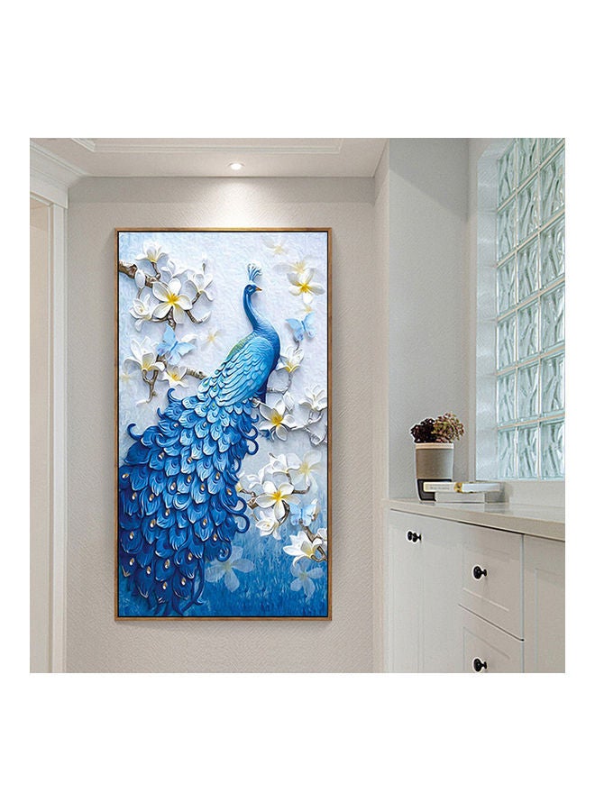 NIBEMINENT 5D Peacock Diamond Embroidery Full Rhinestone Cross Stitch Painting Home Hotel Decoration Gift (Blue without Frame) multicolor 52*52*52cm - Image 3