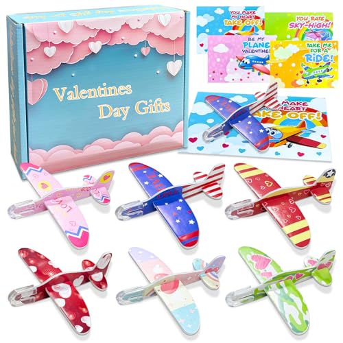 QETRABONE 30 Pcs Valentines Day Gifts Foam Airplanes with Valentines Cards Valentines Day Gifts for Classroom Airplane Party Favors Exchange Prizes - Image 1