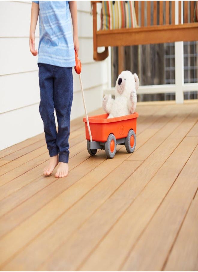 Green Toys Green Toys Wagon, Orange - Pretend Play, Motor Skills, Kids Outdoor Toy Vehicle. No BPA, phthalates, PVC. Dishwasher Safe, Recycled Plastic, Made in USA.  - Image 3