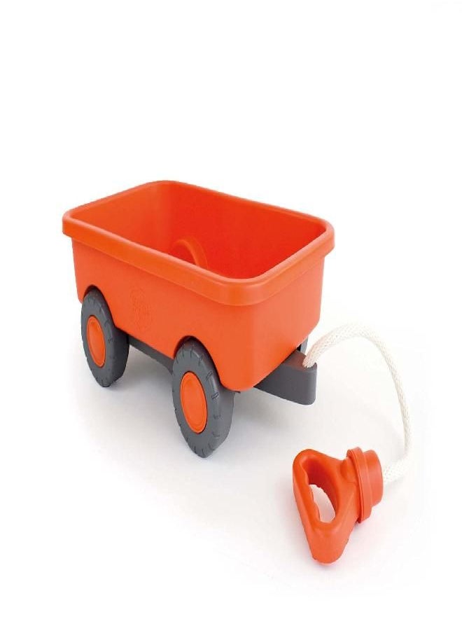 Green Toys Green Toys Wagon, Orange - Pretend Play, Motor Skills, Kids Outdoor Toy Vehicle. No BPA, phthalates, PVC. Dishwasher Safe, Recycled Plastic, Made in USA.  - Image 4