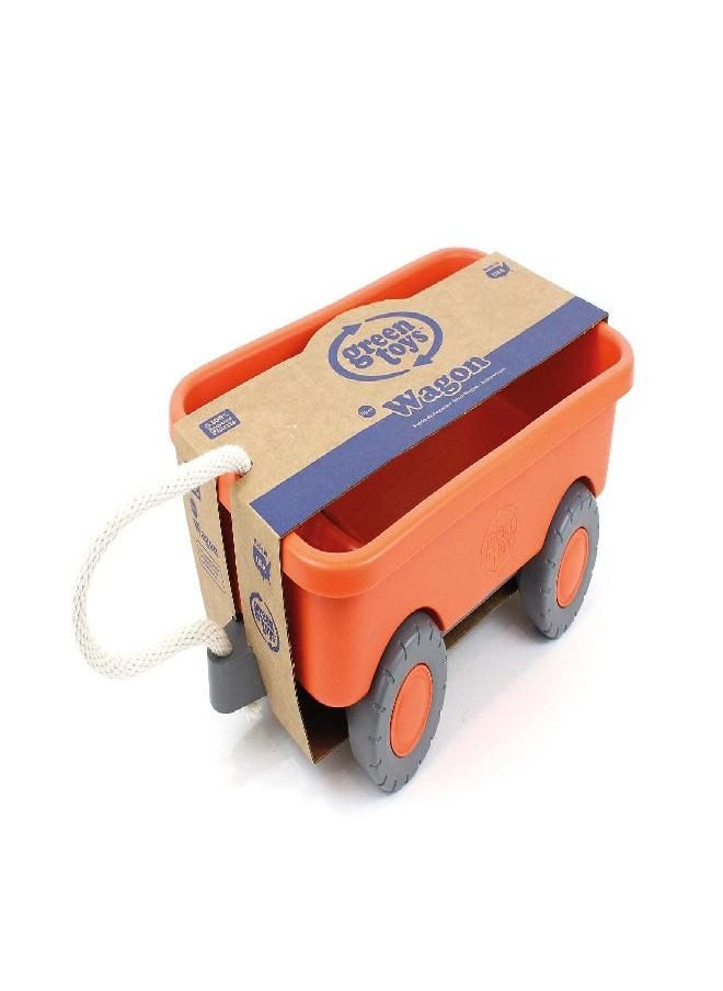 Green Toys Green Toys Wagon, Orange - Pretend Play, Motor Skills, Kids Outdoor Toy Vehicle. No BPA, phthalates, PVC. Dishwasher Safe, Recycled Plastic, Made in USA.  - Image 2