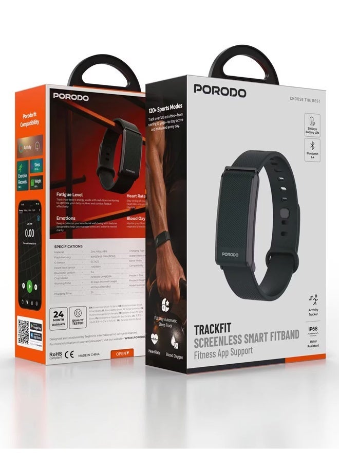 Porodo TrackFit Screenless Smart band Activity Fitness Tracker FULL BLACK - Image 4