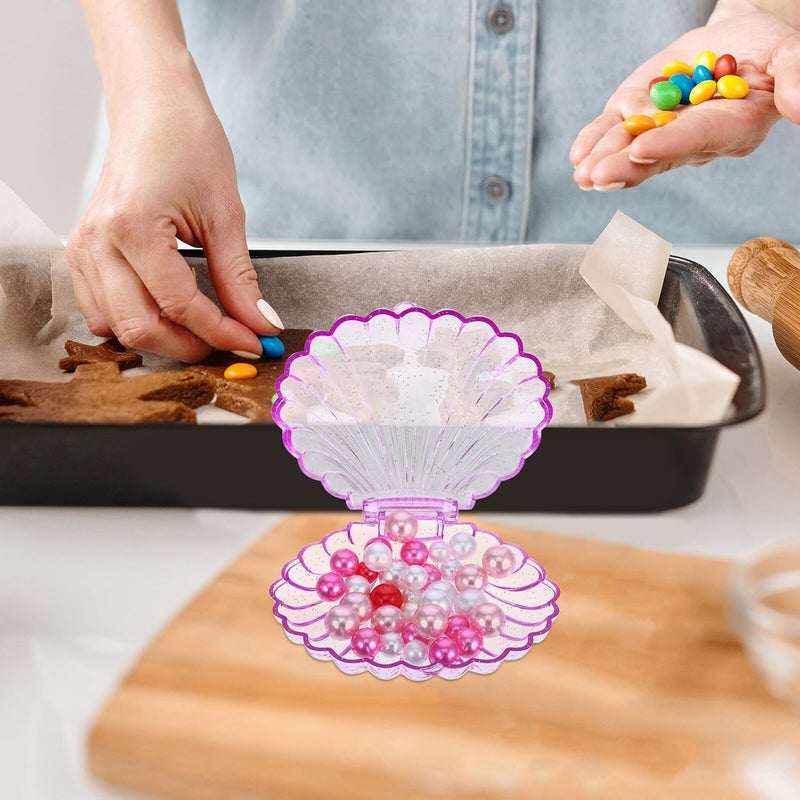 IDEANATEGRATE 5pcs Purple Seashell Candy Boxes Plastic Chocolate Treat Holders Party Favor Containers Wedding Birthday Packaging and Trinket Storage - Image 4