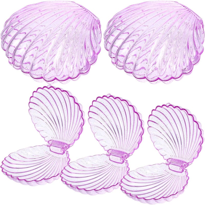 IDEANATEGRATE 5pcs Purple Seashell Candy Boxes Plastic Chocolate Treat Holders Party Favor Containers Wedding Birthday Packaging and Trinket Storage - Image 1