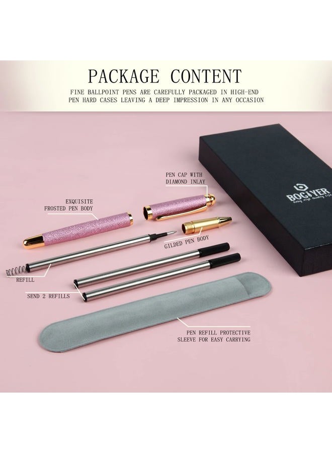 Bociyer Liquid Ink Rollerball Pens, Matte Pen Gift Box, Original German Black refill, Best Ballpoint Pen Gift Set for Women and Teachers, Elite Pen, Signature Pen, Administrative Office (Pink) - Image 2