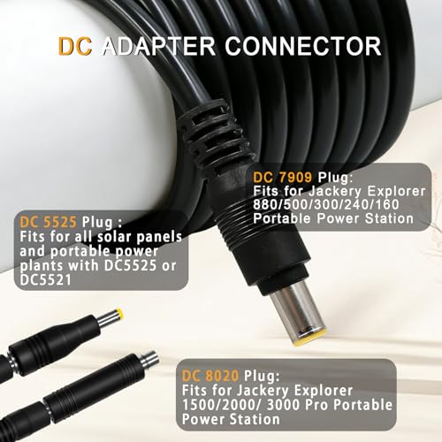 COMeap 6FT Solar Connector to DC 8mm Adapter Cable for Jackery Explorer 3000 2000 1500 1000 880 550 500 300 290 240 160 GZ Yeti BLUETTI Portable Power Station, Solar Generator, Solar Panel - Image 3
