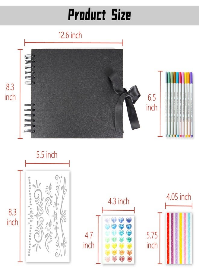 bemece 80 Pages Scrapbook Album with 10 Metallic Markers,Craft Paper Photo Album for Wedding and Anniversary, with Scrapbooking Stickers Corners, Family DIY Scrapbook Accessories - Image 2