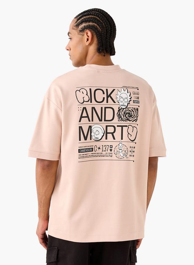 SP Characters Rick and Morty Print Round Neck T-shirt with Short Sleeves - Image 3