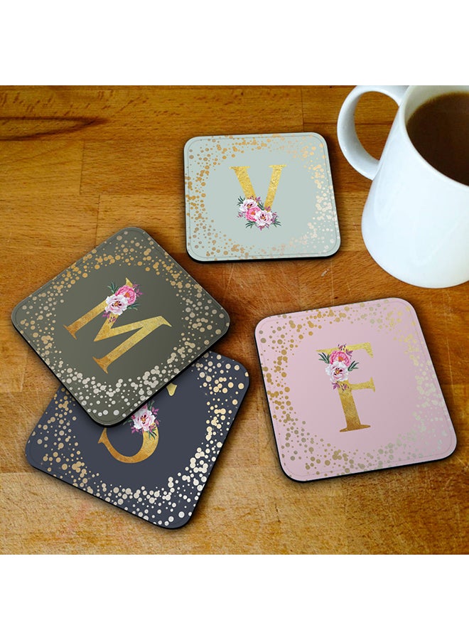 Stylizedd 2 Pack Designer Leather Coasters Mat for Beverage Drinks- Custom Monogram Initial Letter Floral Pattern Alphabet - J (Pink) - Image 5