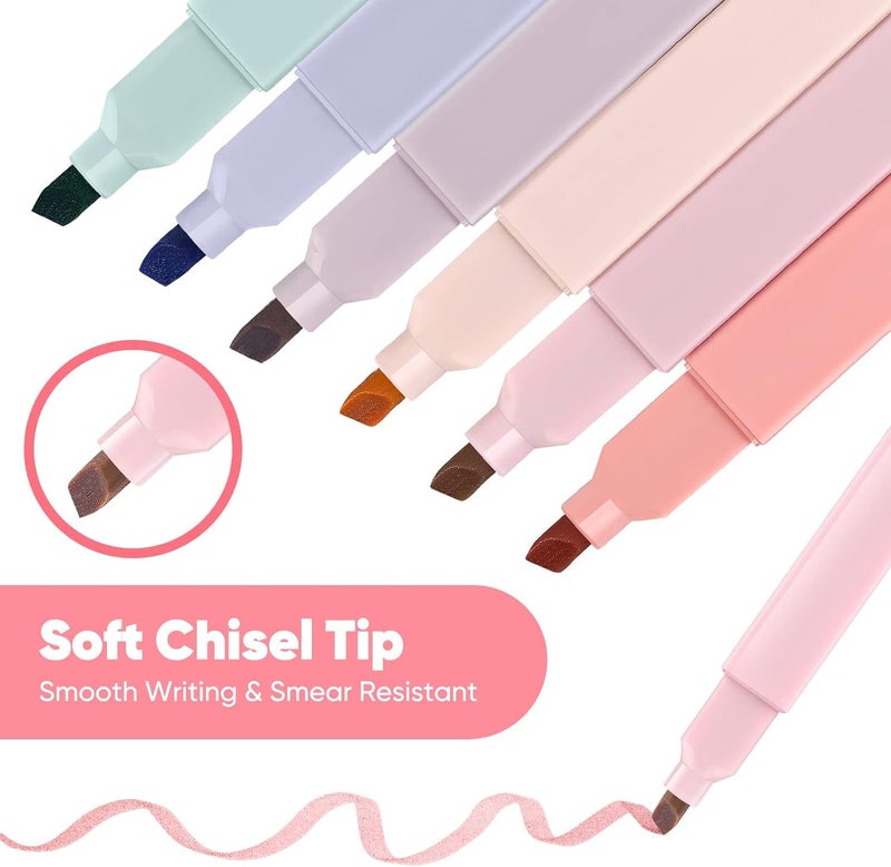 Radiant Aesthetic Pastel Highlighters and Pens, No Bleed, Chisel Tip, for Journaling, Note Taking, School Supplies (Pack of 6) (Single Tip) - Image 3