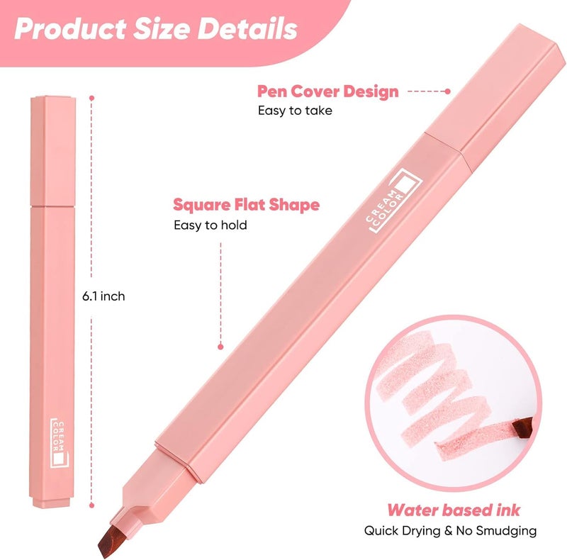 Radiant Aesthetic Pastel Highlighters and Pens, No Bleed, Chisel Tip, for Journaling, Note Taking, School Supplies (Pack of 6) (Single Tip) - Image 4