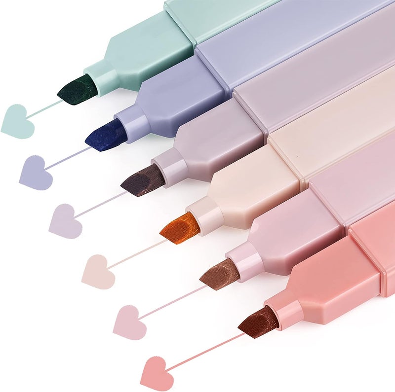 Radiant Aesthetic Pastel Highlighters and Pens, No Bleed, Chisel Tip, for Journaling, Note Taking, School Supplies (Pack of 6) (Single Tip) - Image 1