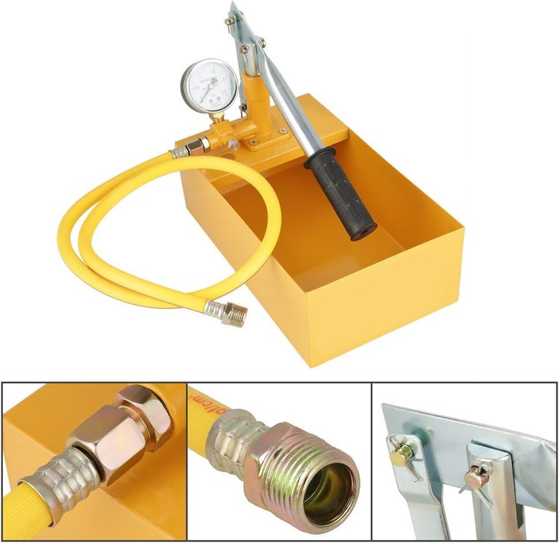 Focket Water Pump 25MPa 2090g Manual Durable Hydraulic Yellow Aluminum Pipeline Tester Tool for Pressure Vessels Pipes etc - Image 5