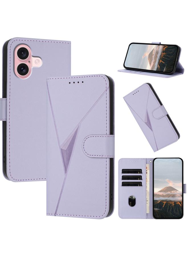 S-TOP Case For iPhone 16 Triangle Pattern Buckle Clasp Leather Phone Case - Image 1
