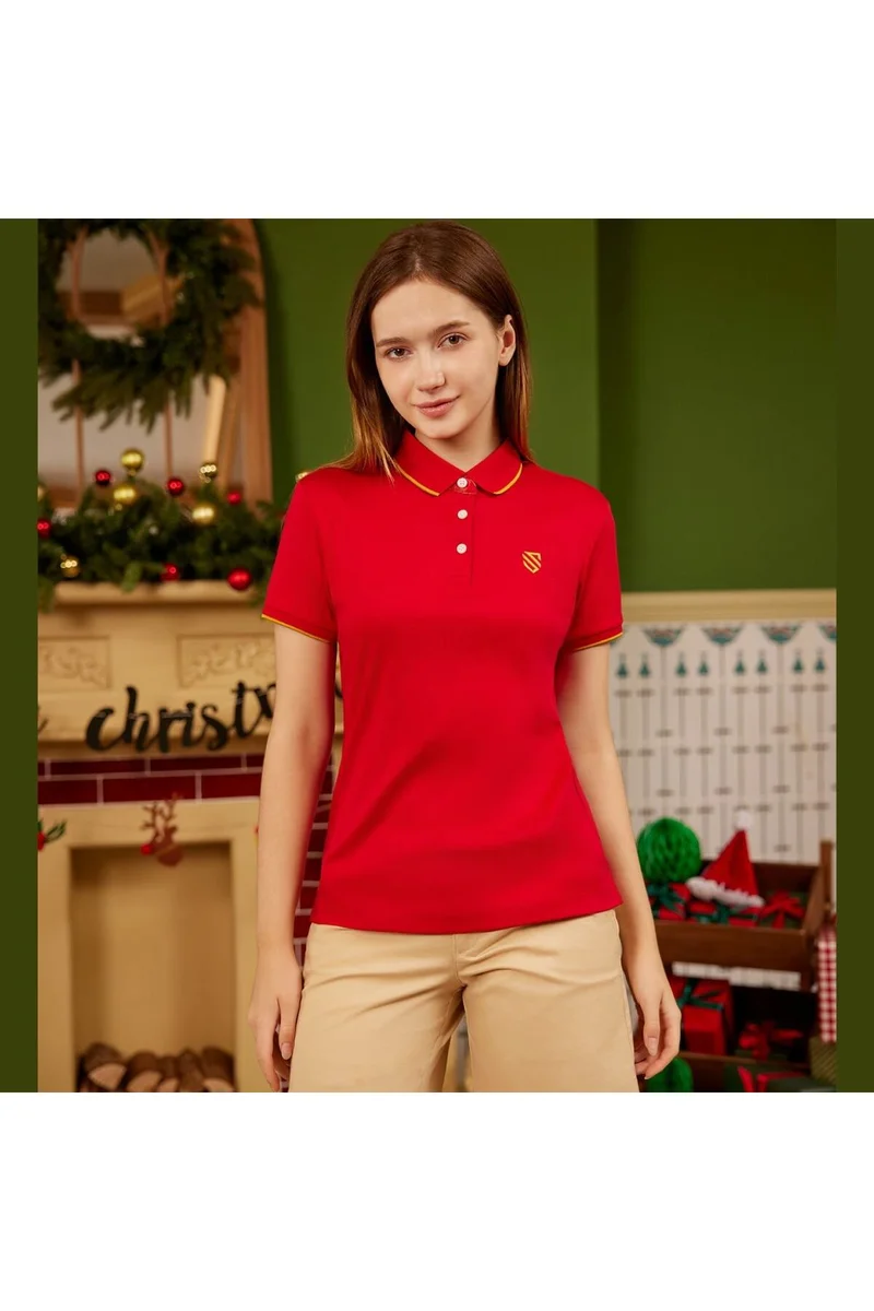 GIORDANO Red Slim Fit Polo for Women