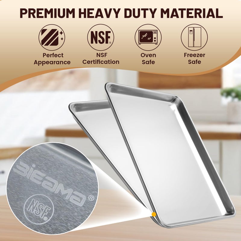BIEAMA 6 Pack Full Size Baking Sheet Pan Aluminum Commercial Pan for Oven Freezer Bakery Hotel Restaurant 26" Ã— 18" - Image 3