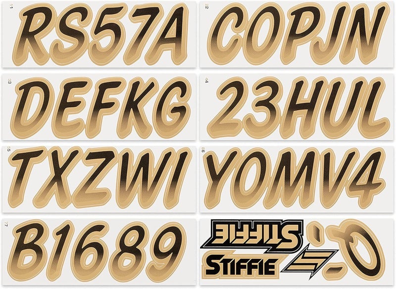 Stiffie Whipline Black/Tan 3" Boat & PWC Registration Decals • Numbers Letters Stickers - Image 3