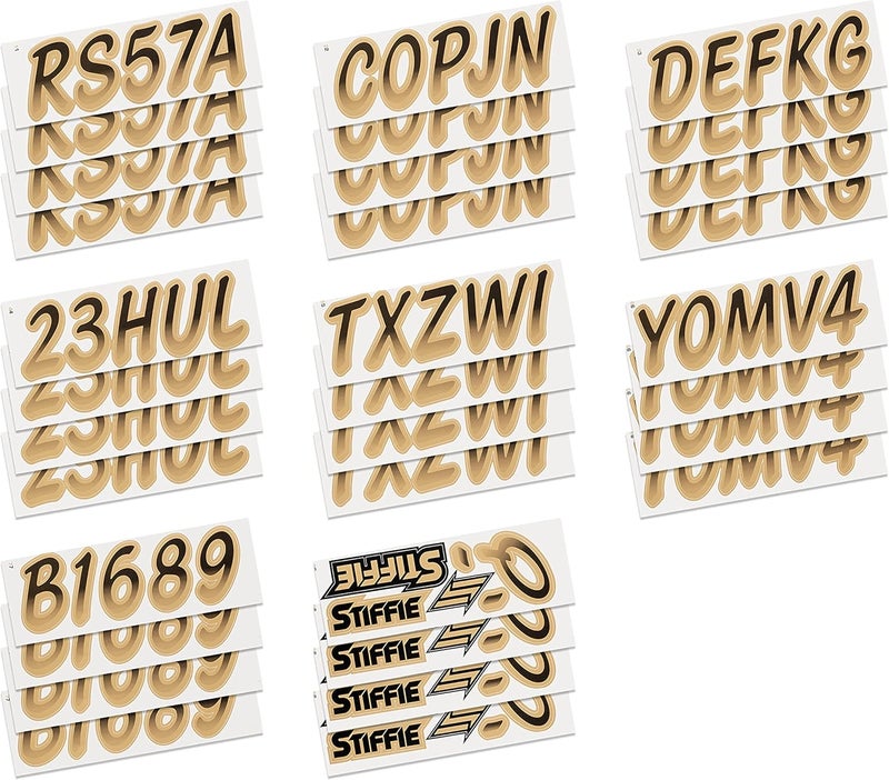 Stiffie Whipline Black/Tan 3" Boat & PWC Registration Decals • Numbers Letters Stickers - Image 4