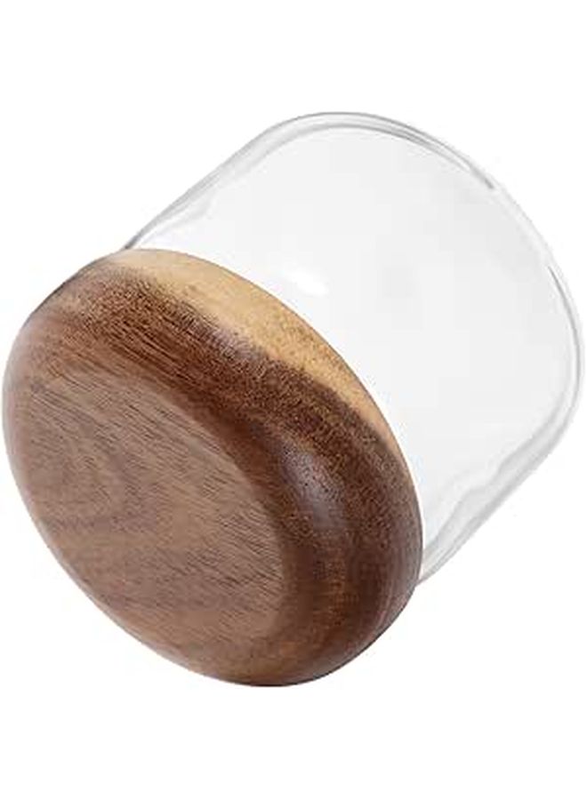 Luxshiny Glass Sealed Tea Canister 250ml Airtight Coffee Container With Upgraded Threaded Wood Lid For Kitchen Pantry Storage - Image 1