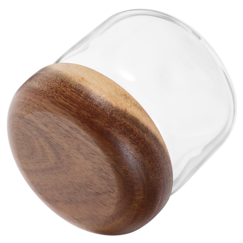 Luxshiny Glass Sealed Tea Canister 250ml Airtight Coffee Container With Upgraded Threaded Wood Lid For Kitchen Pantry Storage - Image 2