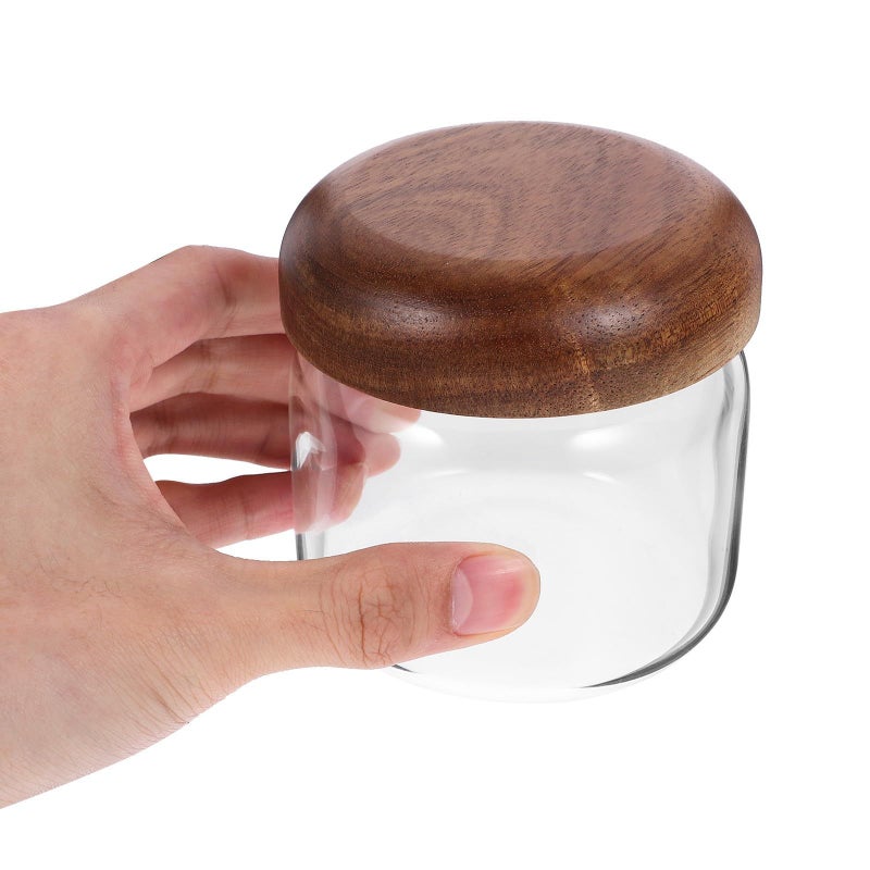 Luxshiny Glass Sealed Tea Canister 250ml Airtight Coffee Container With Upgraded Threaded Wood Lid For Kitchen Pantry Storage - Image 5