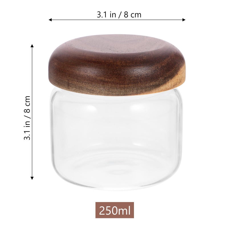 Luxshiny Glass Sealed Tea Canister 250ml Airtight Coffee Container With Upgraded Threaded Wood Lid For Kitchen Pantry Storage - Image 3