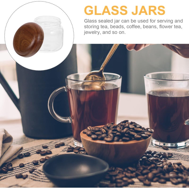 Luxshiny Glass Sealed Tea Canister 250ml Airtight Coffee Container With Upgraded Threaded Wood Lid For Kitchen Pantry Storage - Image 4
