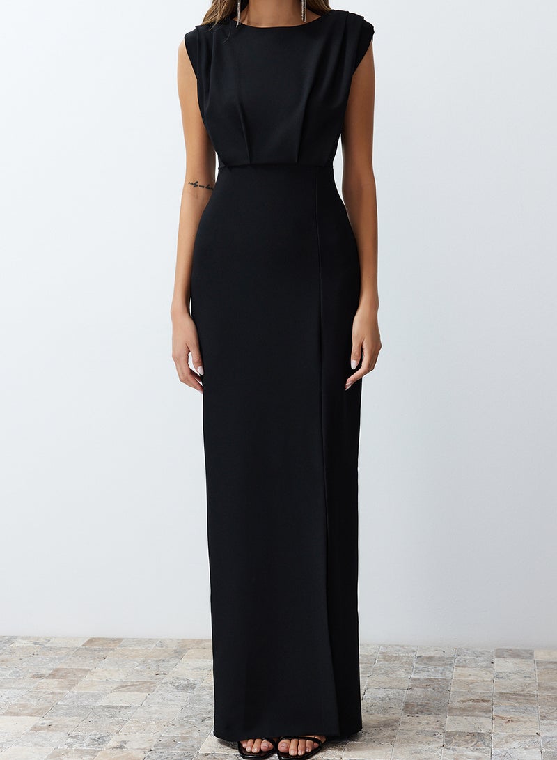 trendyol Black Padded Woven Long Stylish Evening Dress Tprss24Ae00087 - Image 4